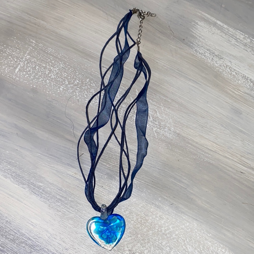 Murano glass heart pendent necklace.
